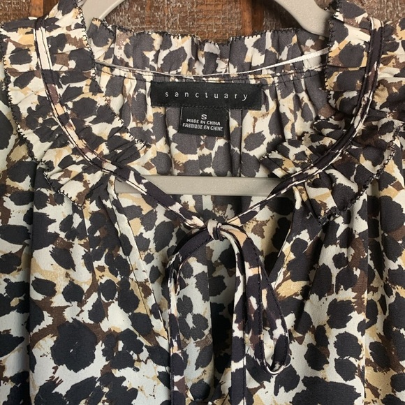 Sanctuary women’s animal print blouse women’s size small oversized office fall - Picture 3 of 11